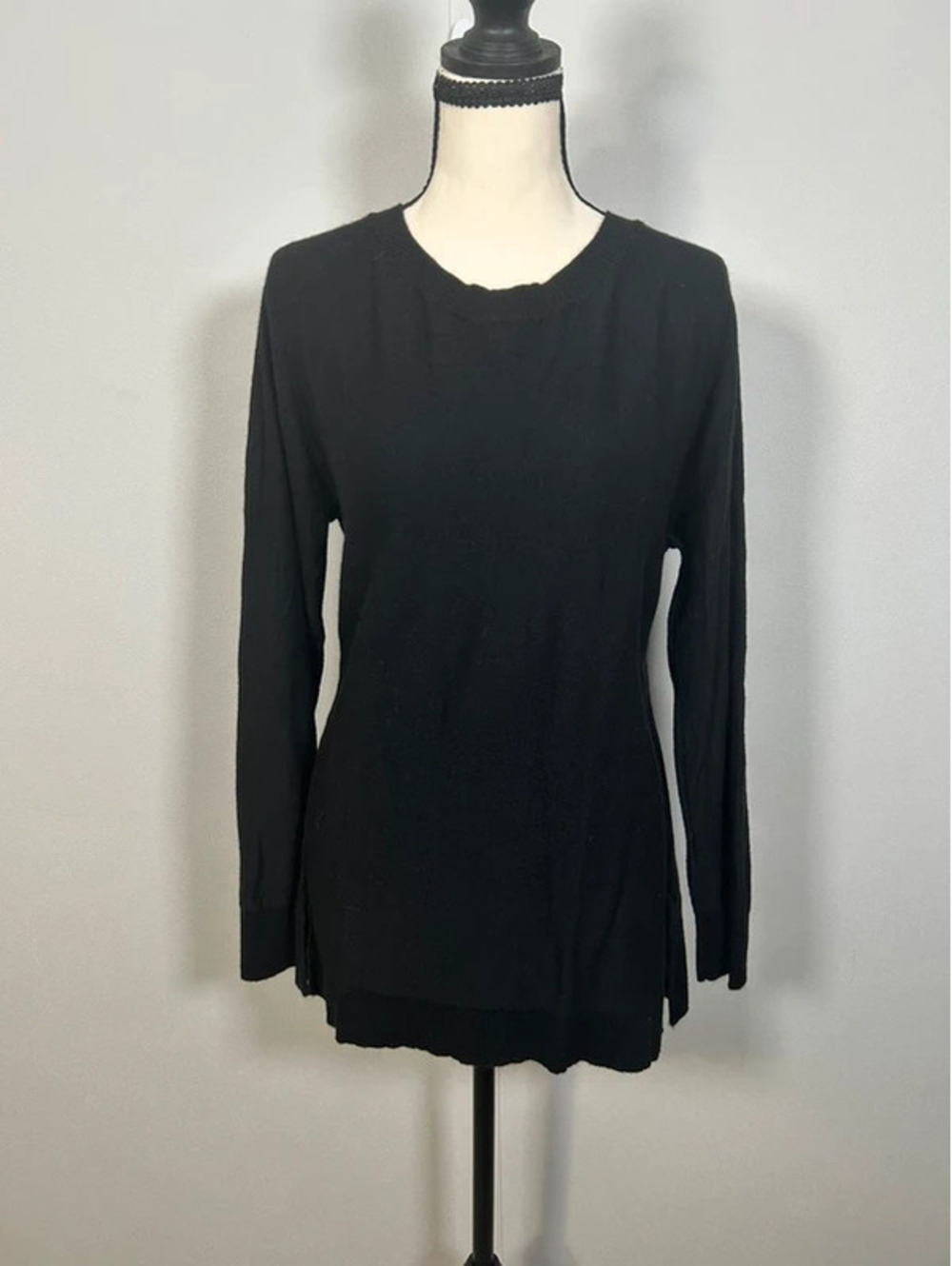 Banana Republic Extra Fine Merino Wool Black Long Sleeve Sweater L